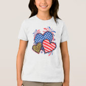 American Flag Heart Leopard Sublimation-64210 Tri-Blend Shirt (Voorkant)