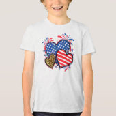American Flag Heart Leopard Sublimation-64210 Tri-Blend Shirt (Voorkant)