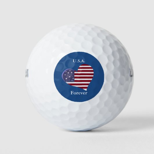 American Flag Heart met tekst Golfballen (Voorkant)