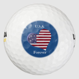American Flag Heart met tekst Golfballen