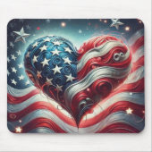 American Flag Heart Mouse Pad – Patriotic Desktop  Muismat (Voorkant)