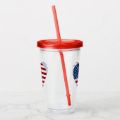 American Flag Heart op 4 juli Glitter Acryl Drinkbeker (Links)