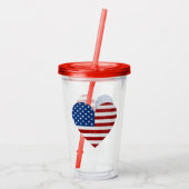 American Flag Heart op 4 juli Glitter Acryl Drinkbeker (Achterkant)