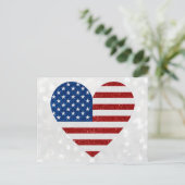 American Flag Heart op 4 juli Glitter Briefkaart (Staand voorkant)