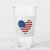 American Flag Heart op 4 juli Glitter Glas (Achterkant)