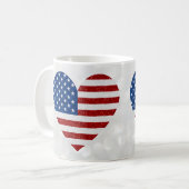 American Flag Heart op 4 juli Glitter Koffiemok (Voorkant links)