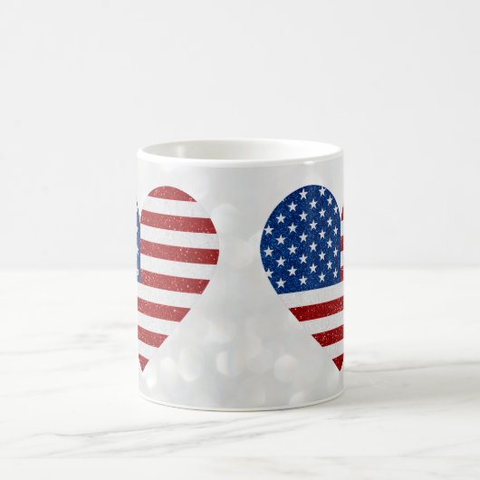 American Flag Heart op 4 juli Glitter Koffiemok (Center)