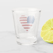 American Flag Heart op 4 juli Glitter Shot Glas (Achterkant)