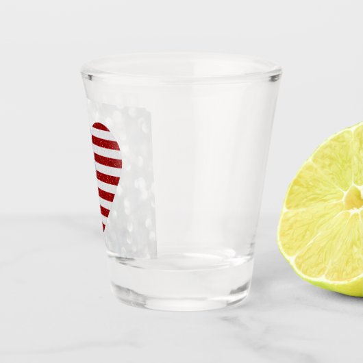 American Flag Heart op 4 juli Glitter Shot Glas (Rechts)