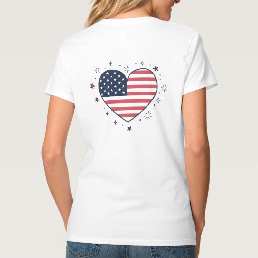 American Flag Heart - Patriotic USA Love T-shirt (Achterkant)