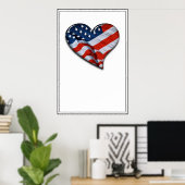 American Flag Heart Poster (Thuiskantoor)