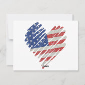 American Flag Heart Red White Blue Cute 4th of jul Feestdagenkaart (Achterkant)