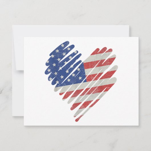 American Flag Heart Red White Blue Cute 4th of jul Feestdagenkaart (Voorkant)
