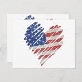 American Flag Heart Red White Blue Cute 4th of jul Feestdagenkaart (Voorkant / Achterkant)