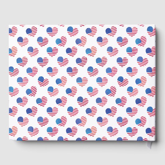 American Flag Heart Red White Blue Patriotic USA Gastenboek (Achterkant)