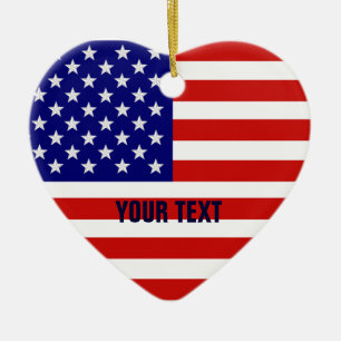 American Flag Heart Shape-kerstversiering Keramisch Ornament