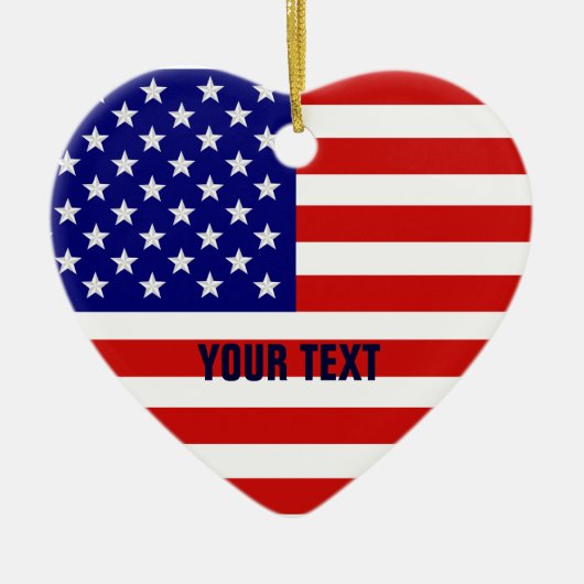American Flag Heart Shape-kerstversiering Keramisch Ornament (Voorkant)