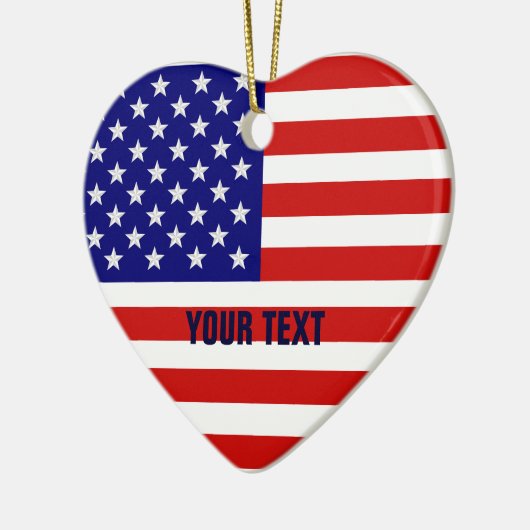 American Flag Heart Shape-kerstversiering Keramisch Ornament (Links)