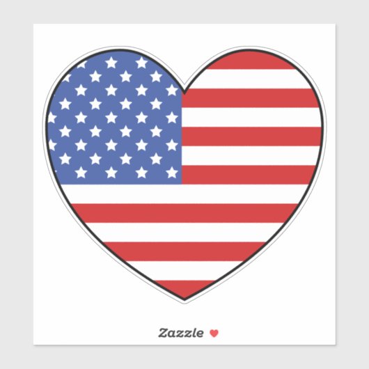 American Flag Heart Shape Sticker (Vel)