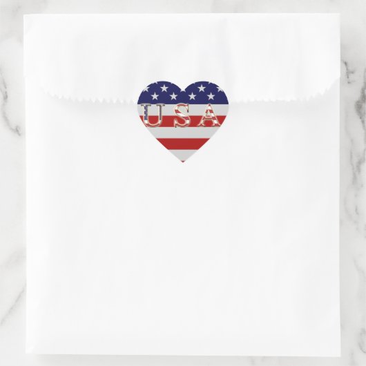 American Flag Heart Sticker (Tas)