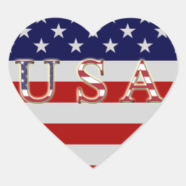 American Flag Heart Sticker