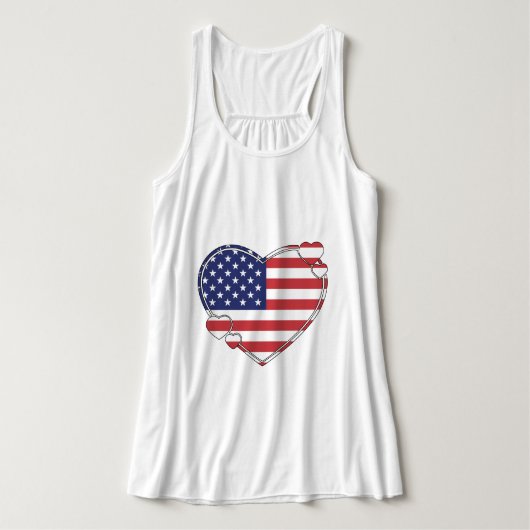 American Flag Heart Tanktop (Design voorkant)