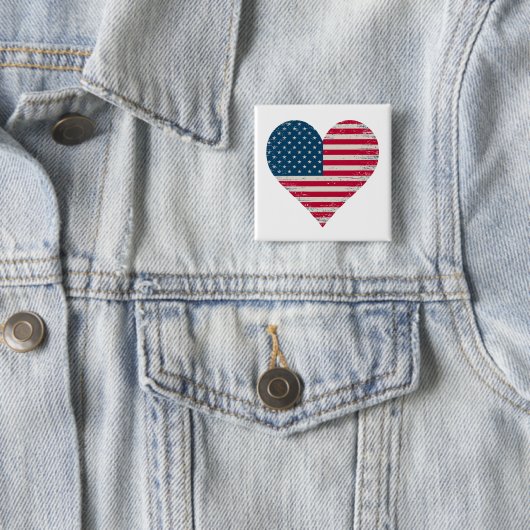American Flag Heart Vierkante Button 5,1 Cm (In situ)