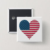 American Flag Heart Vierkante Button 5,1 Cm (Voorkant /achterkant)