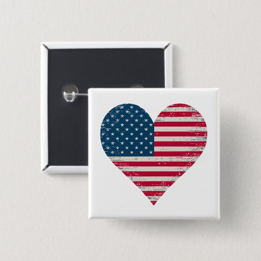 American Flag Heart Vierkante Button 5,1 Cm (Voorkant /achterkant)