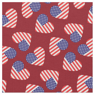 American Flag Hearts Patriotic op 4 juli Stof