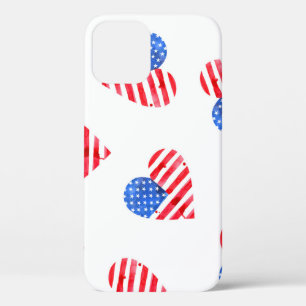 American Flag Hearts Waterverf Naadloos. Case-Mate iPhone Case