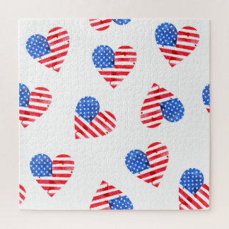 American Flag Hearts Waterverf Naadloos. Legpuzzel