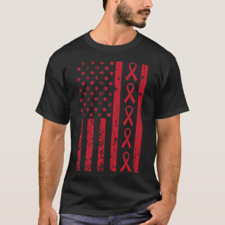 American Flag Hiv Aids Brain Aneurysm Stroke Aware T-shirt