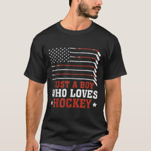 American Flag Hockey Lover Boys Kinder Son Just A T-shirt