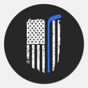 American Flag Hockey Patriotic Ice Hockey Player Ronde Sticker