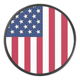 American flag hockey puck