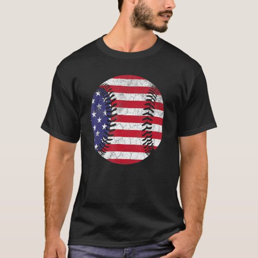 American Flag Honkbal 4 juli Verenigde Staten Mann T-shirt (Voorkant)