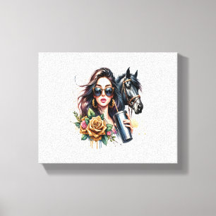 American Flag Horse Patriottisch Verenigde Staten Canvas Afdruk