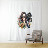 American Flag Horse Patriottisch Verenigde Staten Wandkleed (In situ)