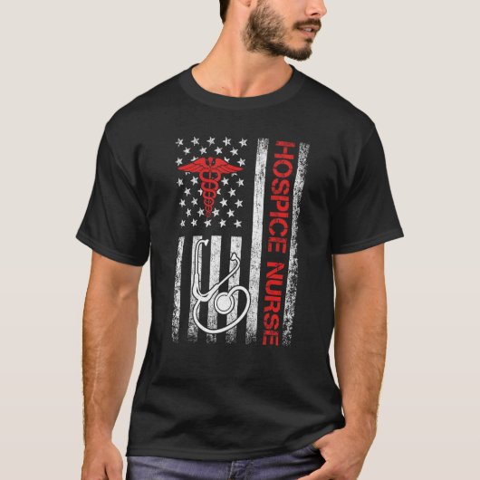 American Flag Hospice Nurse End of Life Palliative T-shirt (Voorkant)
