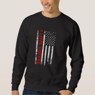 American Flag I Love Coffee T-shirt Cafeïne Patrio
