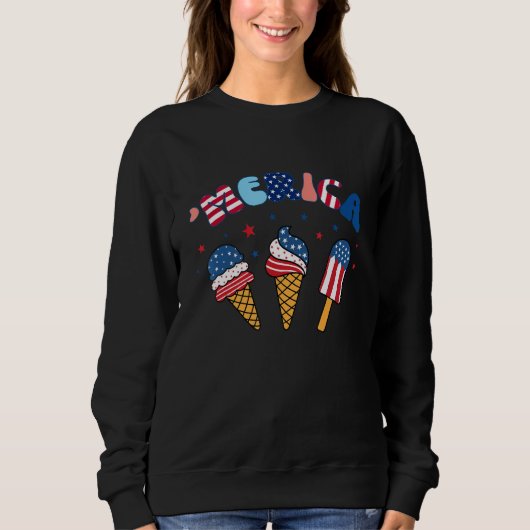 American Flag Ice Cream Cones Merica Ice Cream 4th Trui (Voorkant)
