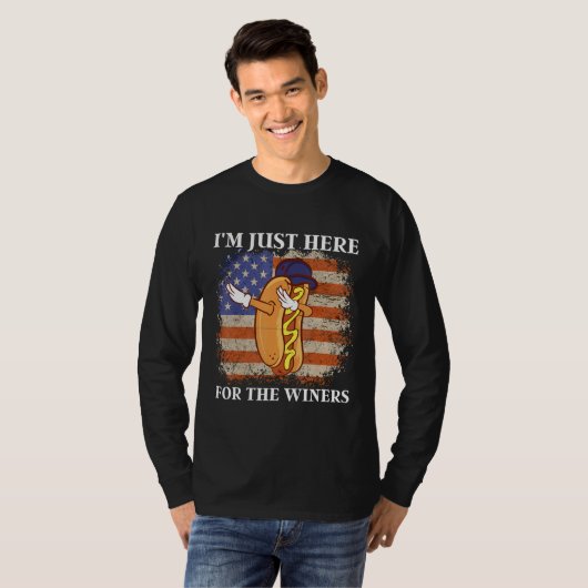 American Flag I'm Just Here For The Wieners Dabbin T-shirt (Voorkant volledig)