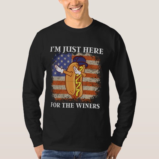 American Flag I'm Just Here For The Wieners Dabbin T-shirt (Voorkant)