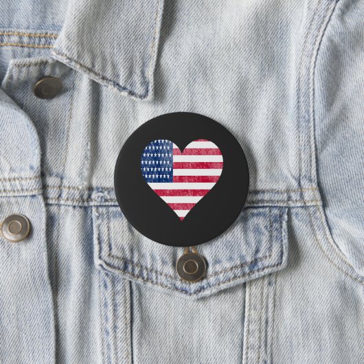 American flag in heart ronde button 7,6 cm (In situ)