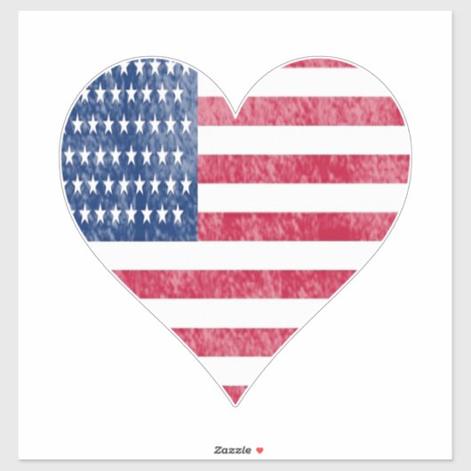 American flag in heart sticker (Vel)