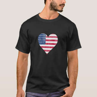 American flag in heart t-shirt