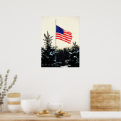 American Flag in Snow Poster (Keuken)
