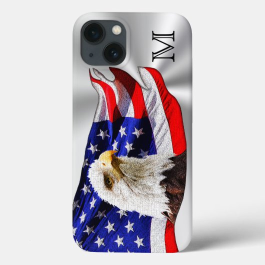 American Flag iPhone Case Monogrammed (Achterkant)