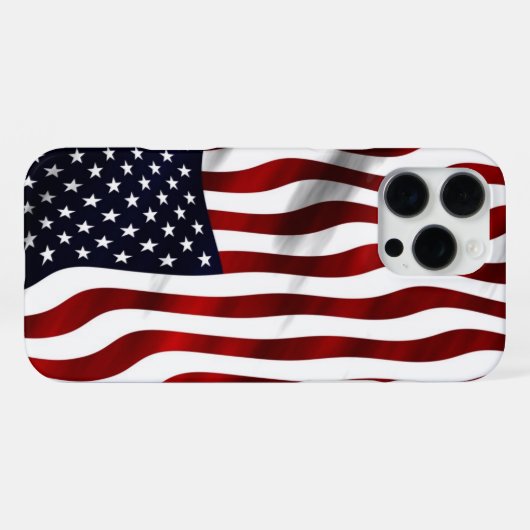 American Flag iPhone Case Rippling Design Hoesje (Achterkant horizontaal)